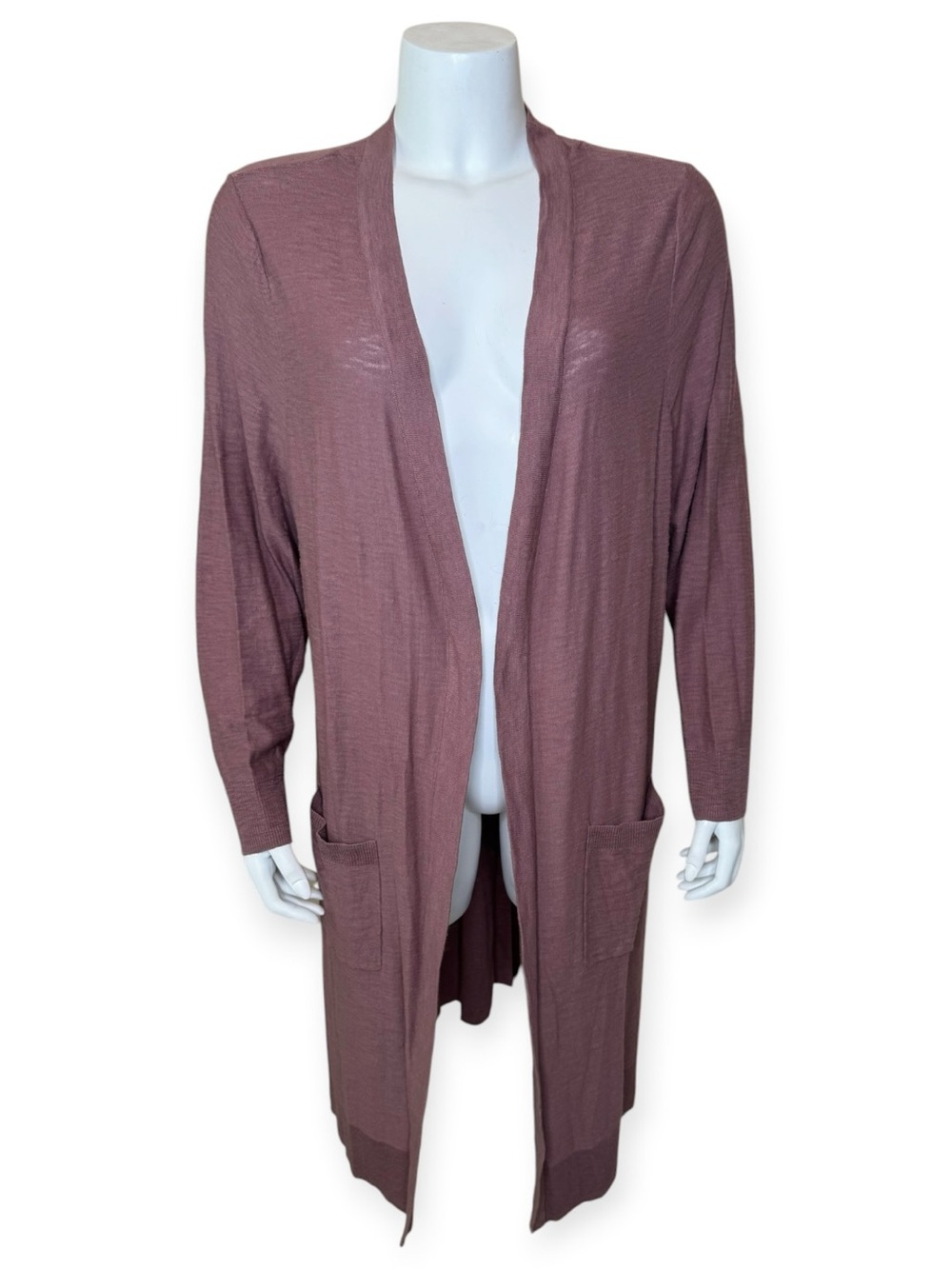 Torrid Slub Knit Open-Front Cardigan Sweater 1X Longline Mauve Pink Dusty Rose